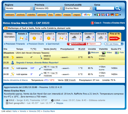 SCOPRI IL METEO DI ERACLEA MARE